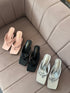 Open Square Toe Slid On Kitten Heels
